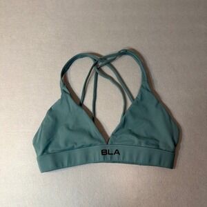 Boss Lady Athletix Apparel BLA Strappy Crisscross Sports Bra Teal Blue Women S